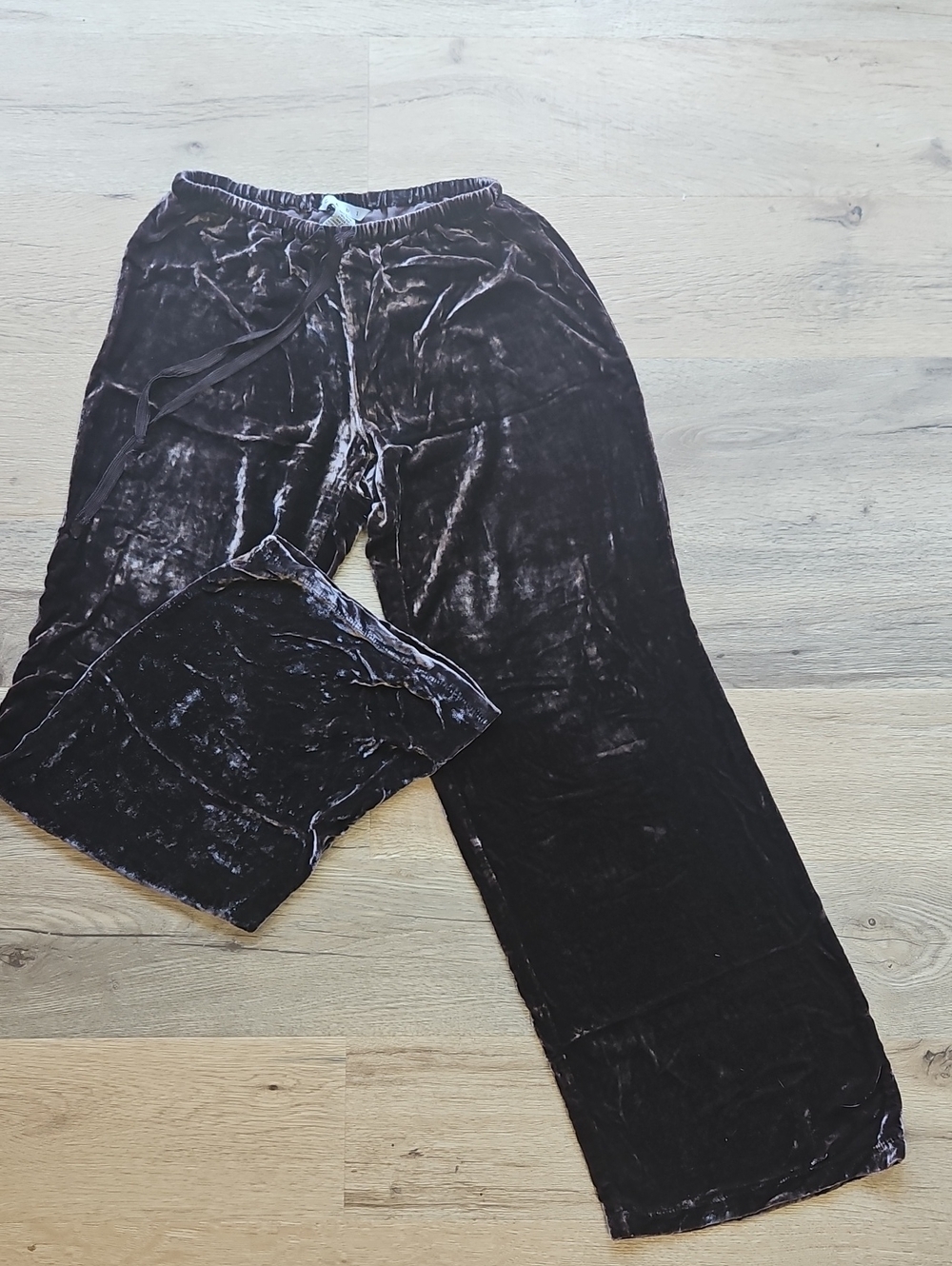 CAbi XS Low Rise Crushed Velvet Pants Brown Y2K Wide Leg Velour